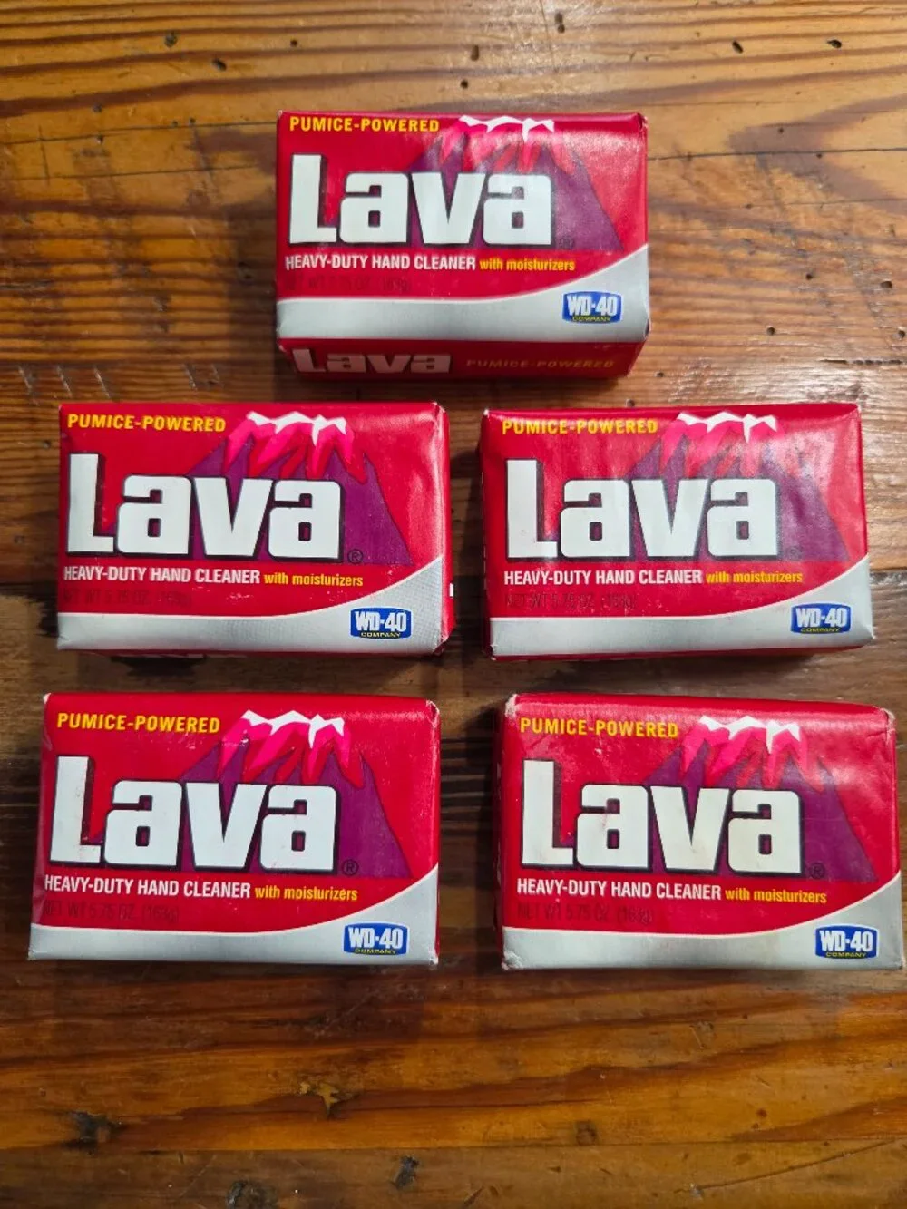 Set of 5 Lava Hand Cleaner Soap 5.75 oz Bar Heavy Duty Pumice Powered Cleaner